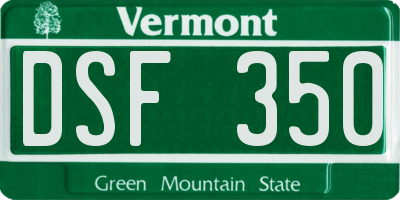 VT license plate DSF350