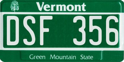 VT license plate DSF356