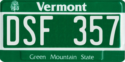 VT license plate DSF357