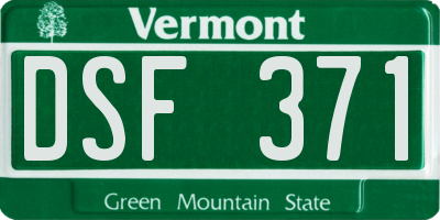 VT license plate DSF371