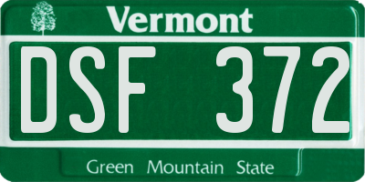VT license plate DSF372