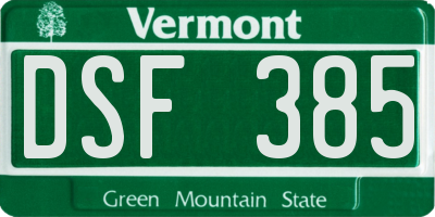 VT license plate DSF385