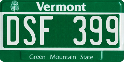 VT license plate DSF399