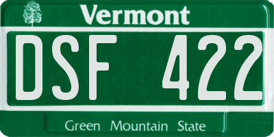 VT license plate DSF422