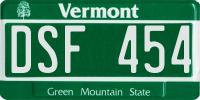 VT license plate DSF454