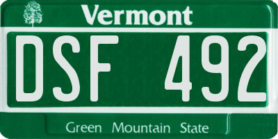 VT license plate DSF492