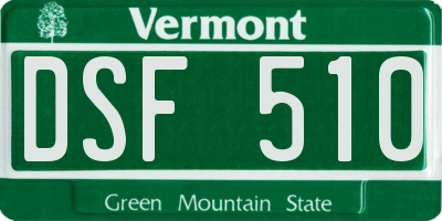 VT license plate DSF510