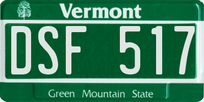 VT license plate DSF517