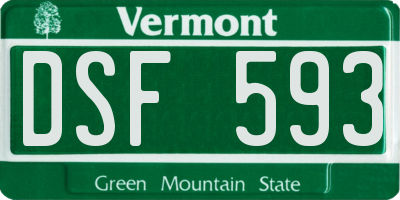 VT license plate DSF593
