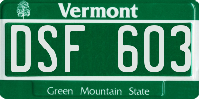 VT license plate DSF603