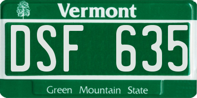 VT license plate DSF635