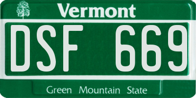 VT license plate DSF669