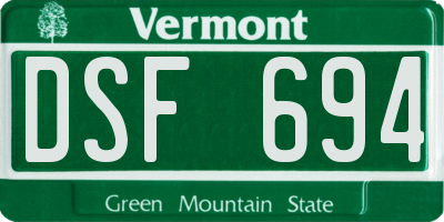 VT license plate DSF694