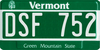 VT license plate DSF752
