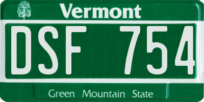 VT license plate DSF754