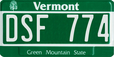VT license plate DSF774