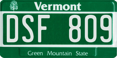 VT license plate DSF809