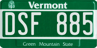 VT license plate DSF885
