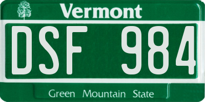 VT license plate DSF984