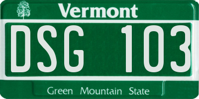 VT license plate DSG103