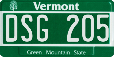 VT license plate DSG205