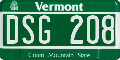 VT license plate DSG208