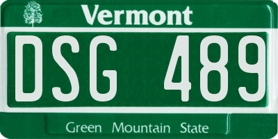 VT license plate DSG489