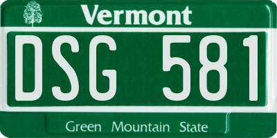 VT license plate DSG581