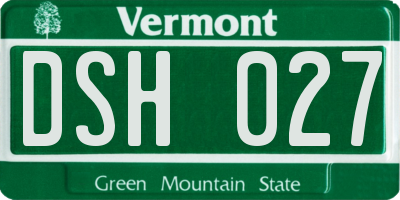 VT license plate DSH027