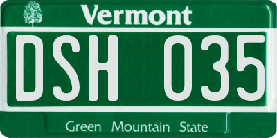 VT license plate DSH035