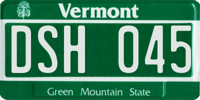 VT license plate DSH045