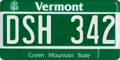VT license plate DSH342