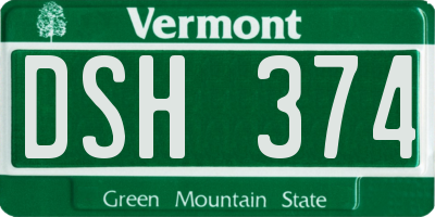 VT license plate DSH374