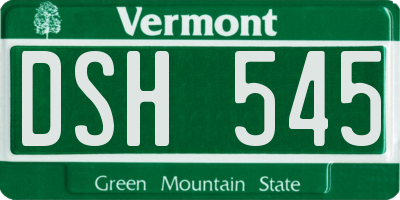 VT license plate DSH545