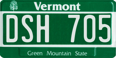 VT license plate DSH705