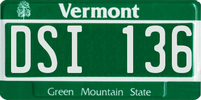VT license plate DSI136