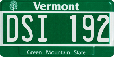 VT license plate DSI192