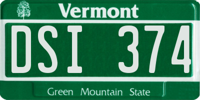 VT license plate DSI374
