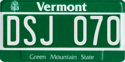VT license plate DSJ070