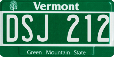 VT license plate DSJ212