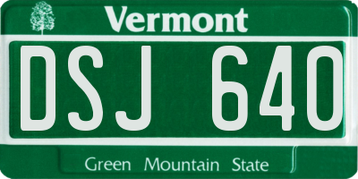 VT license plate DSJ640