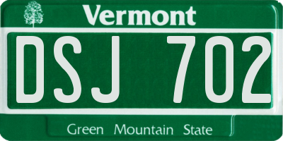 VT license plate DSJ702