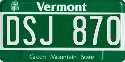 VT license plate DSJ870