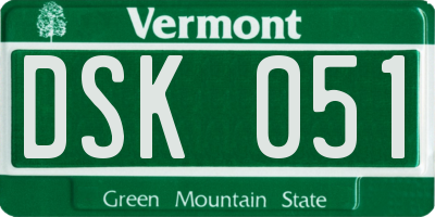 VT license plate DSK051
