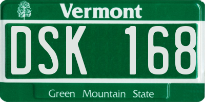 VT license plate DSK168