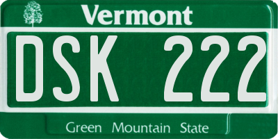VT license plate DSK222
