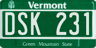 VT license plate DSK231