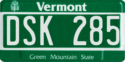 VT license plate DSK285
