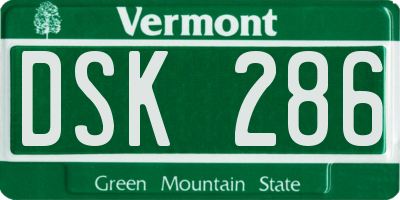 VT license plate DSK286