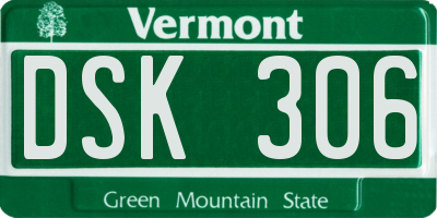 VT license plate DSK306